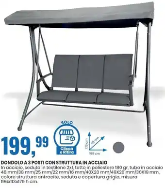 Dondolo a 3 Posti con Struttura in Acciaio