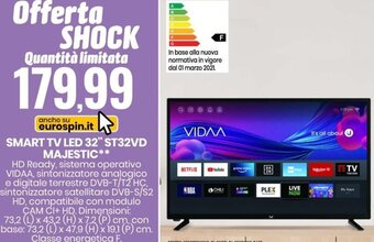 Eurospin Smart TV LED 32" ST32VD Majestic offerta