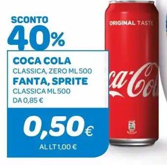 Ekom Coca Cola classica, zero ml 500 e Fanta, Sprite classica ml 500 offerta