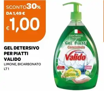 Ekom Valido Gel Detersivo Per Piatti Limone,Bicarbonato lt 1 offerta