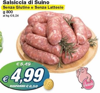 Prix Quality Salsiccia di Suino Senza Glutine e Senza Lattosio g 800 offerta