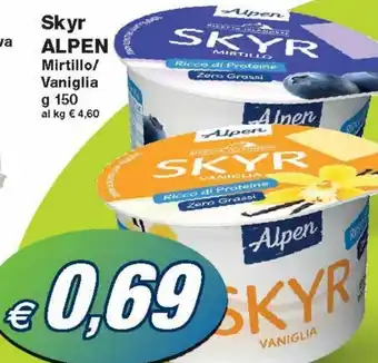 Prix Quality Alpen Skyr Mirtillo/Vaniglia g 150 offerta