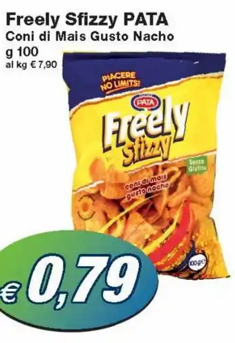 Prix Quality Pata Freely Sfizzy Coni di Mais Gusto Nacho g 100 offerta