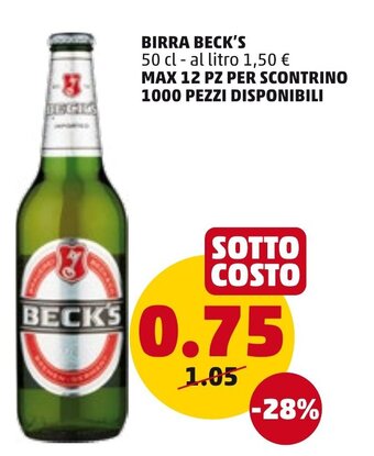 PENNY Beck's Birra 50 cl offerta