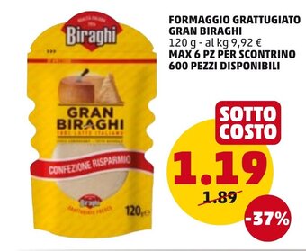 PENNY Gran Biraghi Formaggio Grattugiato 120 g offerta