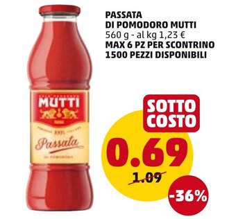 PENNY Mutti Passata Di Pomodoro 560 g offerta