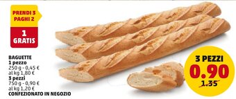 PENNY Baguette 1 pezzo 250 g - 3 pezzi 750 g offerta