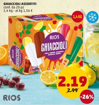 PENNY Rios Ghiaccioli Assortiti 20 pz 1,4 kg offerta