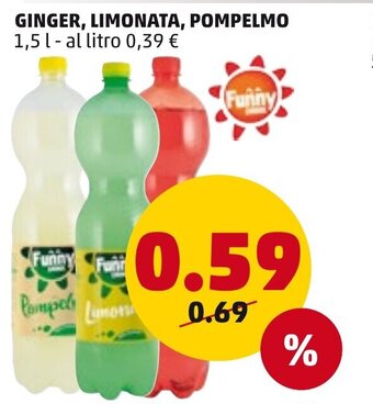 PENNY Ginger, Limonata, Pompelmo 1,5 l offerta