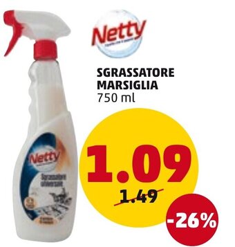 PENNY Netty Sgrassatore Marsiglia 750 ml offerta