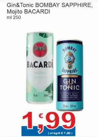 Bombay Sapphire Gin & Tonic Mojito Bacardi ml 250
