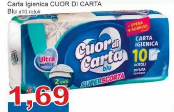 Sidis Cuor Di Carta Carta Igienica Blu x10 rotoli offerta