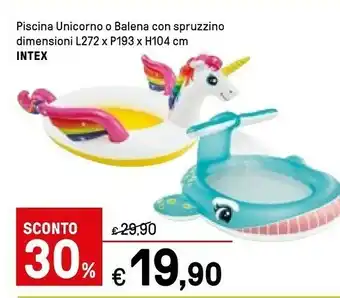 Iper La Grande Intex intex Piscine unicorno o balena con spruzzino offerta