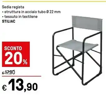 Iper La Grande Sedia Regista Struttura In Acciaio Tubo 0 22 Mm, Tessuto In Textilene Stiliac offerta