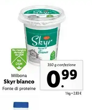 Lidl Milbona Skyr Bianco Fonte Di Proteine 1 Kg offerta