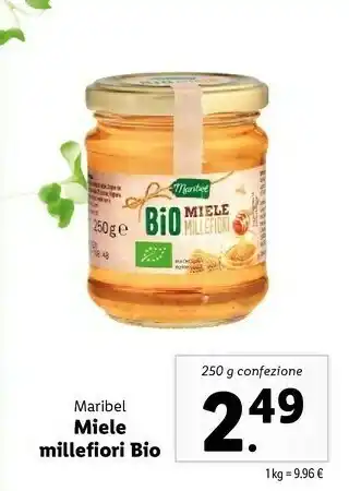 Lidl Maribel Bio Miele Millefiori 250 G(ml) offerta