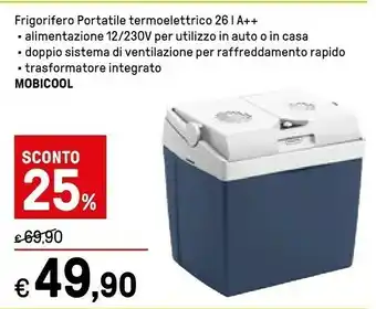 Mobicool Frigorifero Portatile Termoelettrico 26 L A++, Alimentazione 12/230v Per Utilizzo In Auto O In Casa, Doppio Sistema