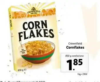Lidl Crownfield Corn Flakes 850 G(ml) offerta