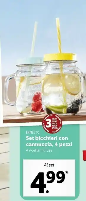 Lidl Ernesto Set Bicchieri Con Cannuccia offerta