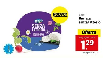 Lidl Merivio Mozzarella Senza Lattosio 125 G(ml) offerta