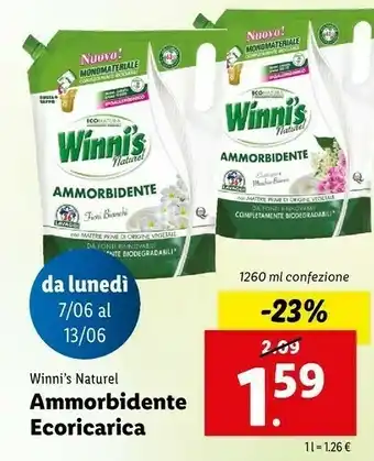 Lidl Winni's Naturel Ammorbidente Ecoricarica offerta