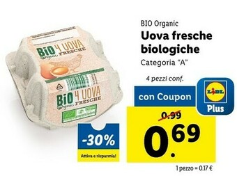 Lidl Bio Organic Uova Fresche Bio offerta