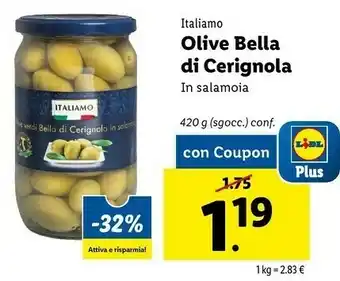 Lidl Italiamo Italamo Olive Bella Di Cerignola offerta