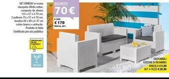 Iper La Grande Pai Set Arredo In Resina Stampata Effetto Rattan offerta