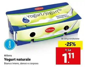Lidl Milbona Yogurt Bianco Intero 1000 G(ml) offerta