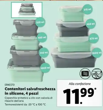 Lidl Ernersto Contenitori Salvafreschezza In Silicone offerta