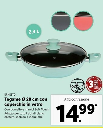 Lidl Ernesto Tegame 28 Cm Con Coperchio In Vetro offerta