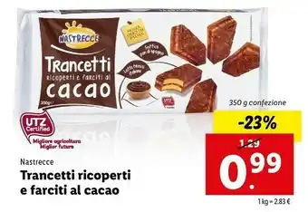 Lidl Nastrecce Trancetti Ricoperti E Farciti Al Cacao offerta