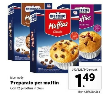 Lidl Mcennedy Preparato Per Muffin offerta