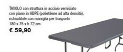Iper La Grande Iper La Grande I Tavolo Con Struttura In Accialo Verniciato Con Piano In Hdpe (polietilene Ad Alta Densita) Richiudibile Con offerta