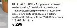 Bbq A Gas 3 Fuochi + 1 Coperchio In Acciaio Inox Con Termometro, 3 Bruciatori In Acciaio Inox 1 Laterale Accensione Piezoelet