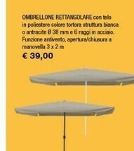 Iper La Grande Ombrellone Rettangolare Con Telo In Poliestere Colore Tortora Struttura Bianca offerta