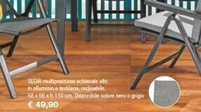 Iper La Grande Iper La Grande I Sedia Multipozicione Schienale Alto In Alluminio E Textilene 58x66xh 110cm offerta