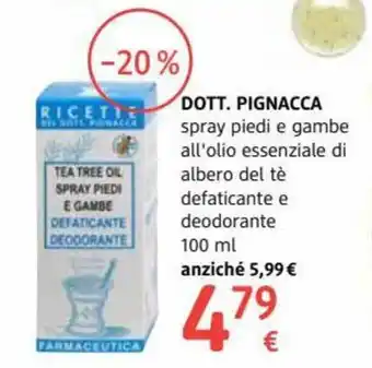 Dott. Pignacca spray piedi e gambe all'olio essenziale di albero del tè defaticante e deodorante 100 ml