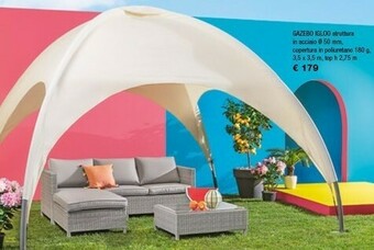 Iper La Grande Gazebo Igloo Struttura In Acciaio 50 Mm Copertura In Poliuretano 180 3,5 X 3,5m Top 2,75 M offerta