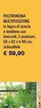 Iper La Grande Poltroncina Multiposizione In Legno Di Acacia E Testilene Con Braccioli offerta