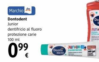 dm drogerie markt Dontodent Junior dentifricio al fluoro protezione carie 100 ml offerta