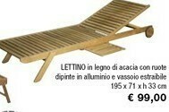 Iper La Grande Lettino In Legno Di Acacia Con Ruote Dipinte In Alluminio E Vassoio Estrabile offerta