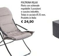 Poltrona Relax Floris Con Schienale Regolabile 3 Posizionie E Cuscino Imbottito