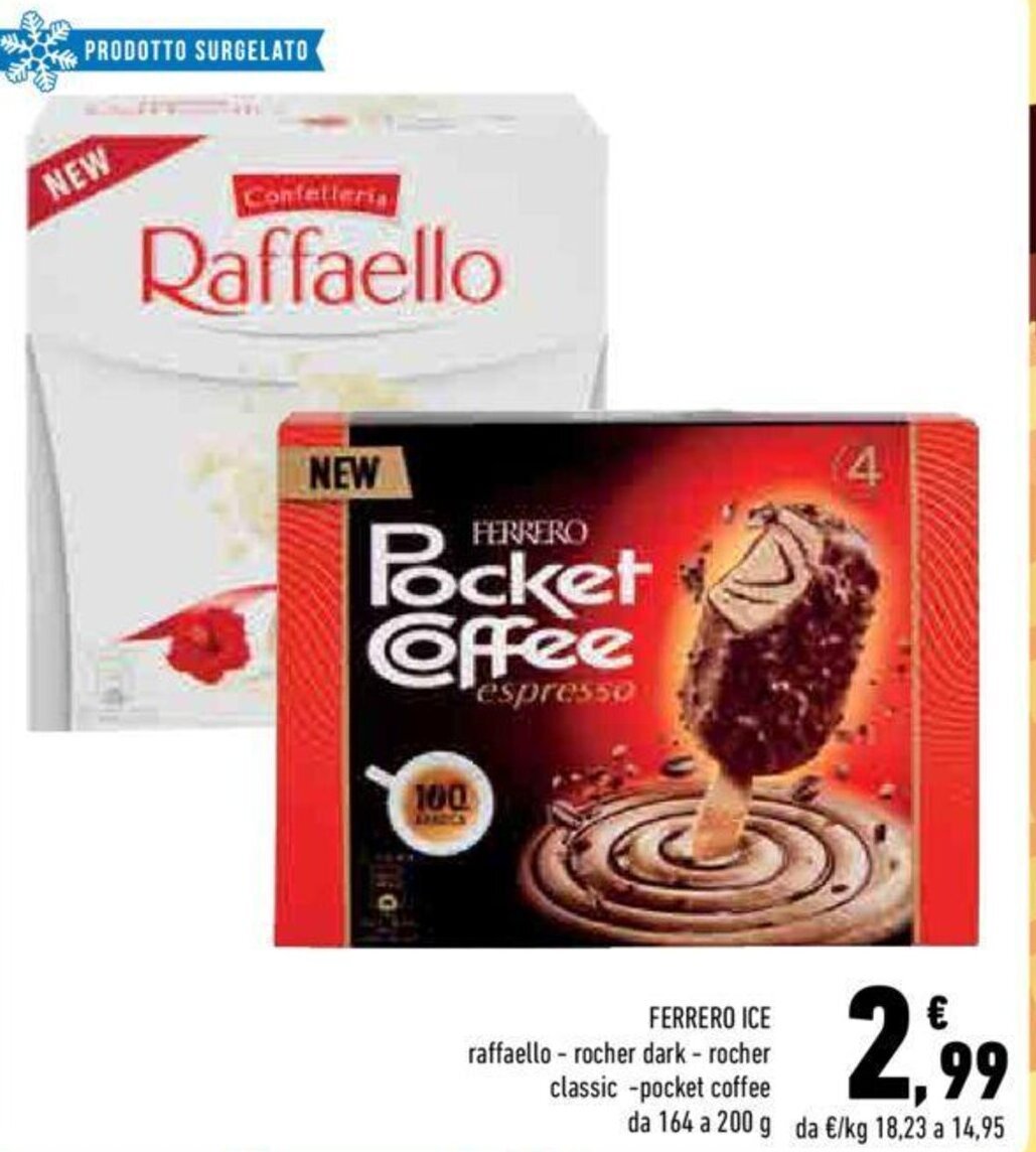 Ferrero Ice raffaello rocher darkrocher classicpocket coffee 164 g a