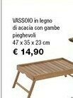 Iper La Grande Vassoio In Legno Di Acacia Con Gambe Pieghevoli offerta