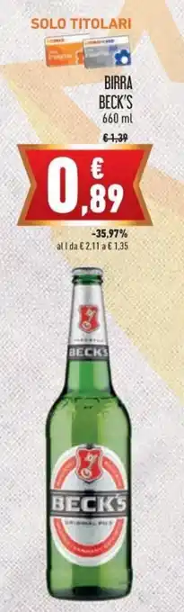 Conad City Beck's Birra 660 ml offerta
