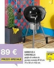 Iper La Grande Barbecue A Carbonella Griglia Di Cottura In Acciaio Cromato 0 54 Cm, 70 X 58 X H 102 Cm offerta