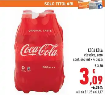 Conad City Coca Cola classica, zero 660 ml x 4 pezzi offerta