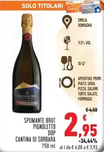 Conad City Cantina di Sorbara Spumante brut pignoletto dop 750 ml offerta