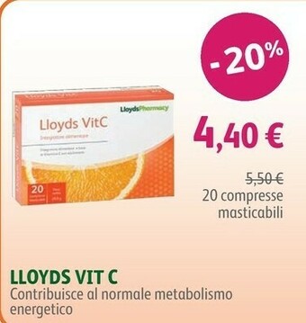 Lloyds Farmacia Lloyds Vit C 20 Compresse Masticabili offerta